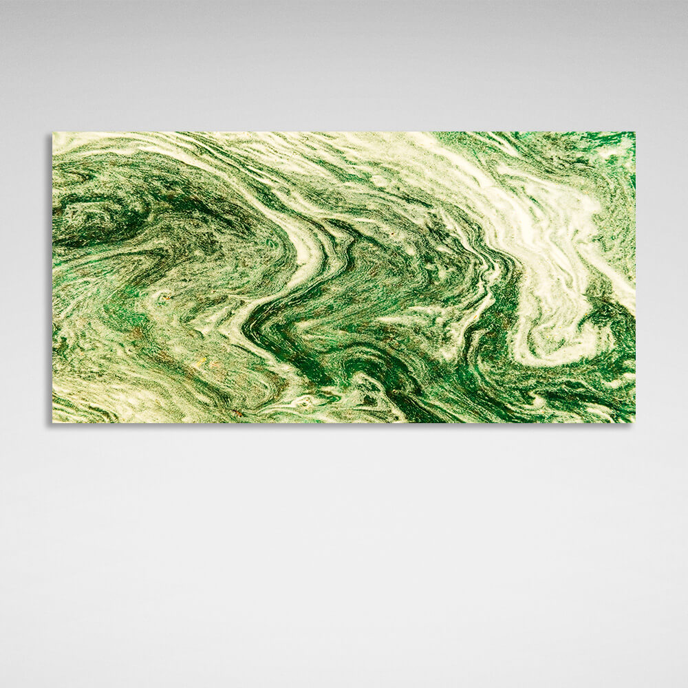 Abstraction horizontal in shades of green Abstraction Canvas Wall Art Print