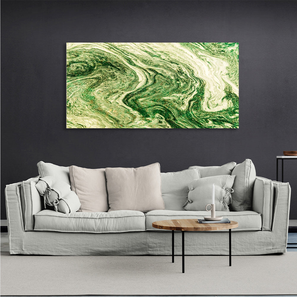 Abstraction horizontal in shades of green Abstraction Canvas Wall Art Print