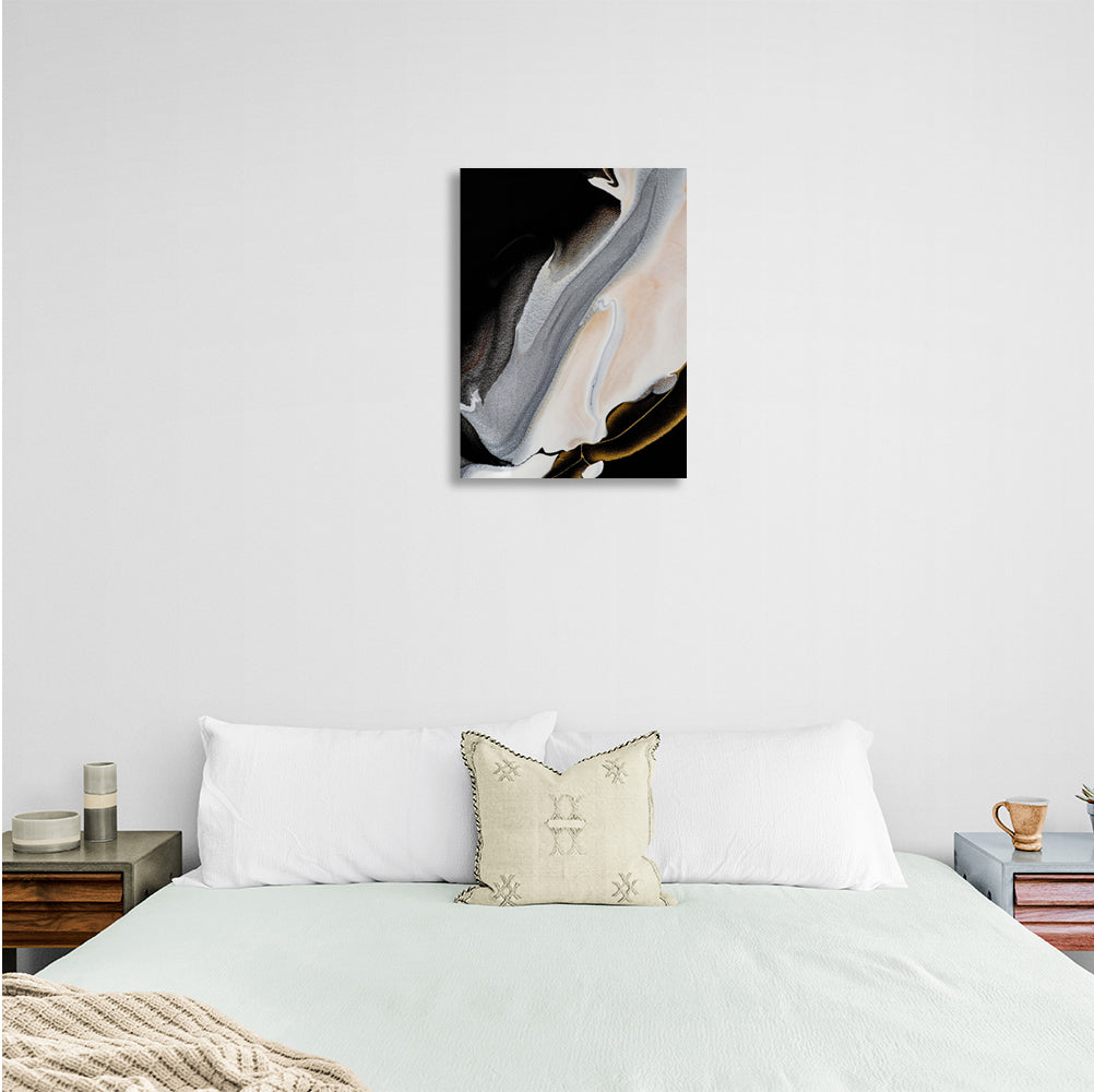 Abstraction black and gray with beige and gold Abstraction Canvas Wall Art Print