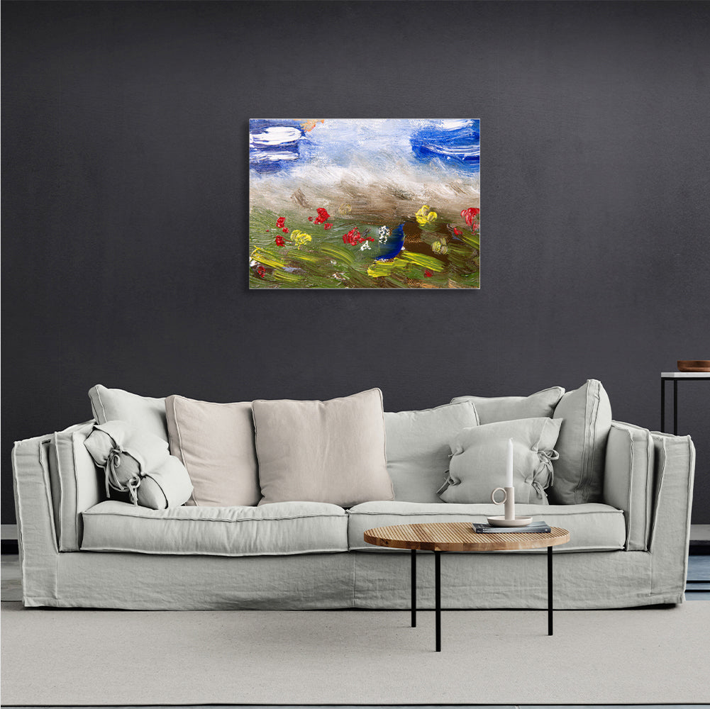 Interior abstract field with flowers Canvas Wall Art Print