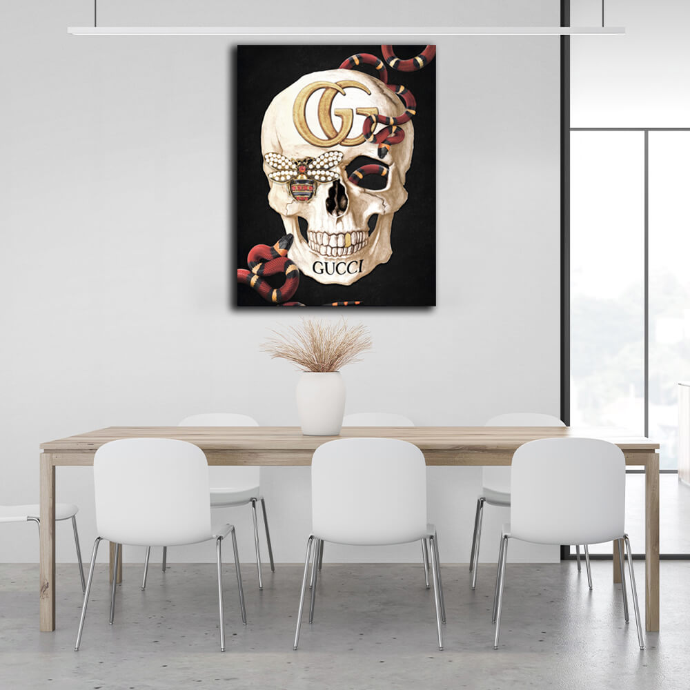 Skull gold Canvas Wall Art Print