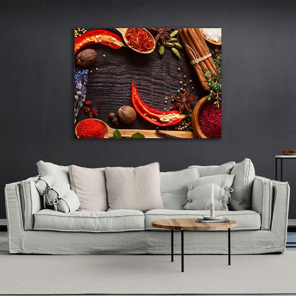 For the kitchen Pepper and cinnamon Canvas Wall Art Print