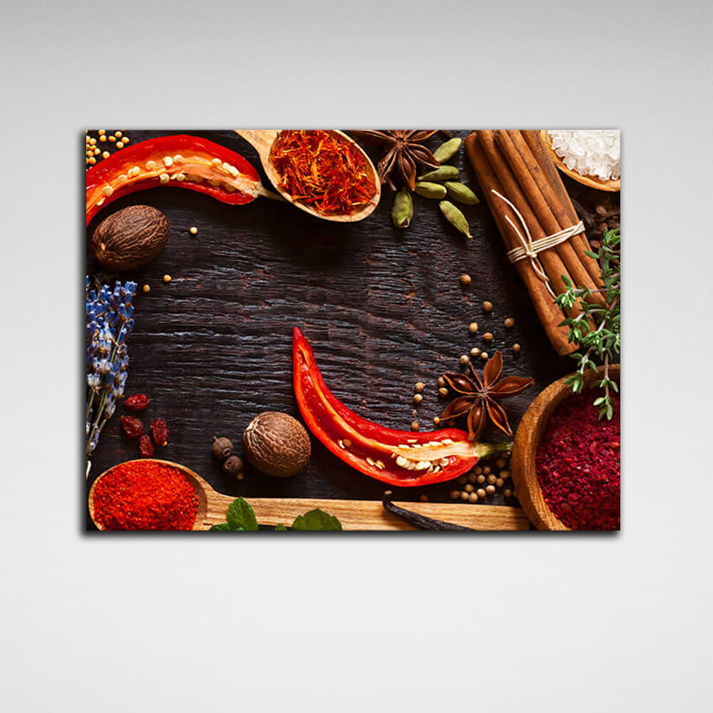 For the kitchen Pepper and cinnamon Canvas Wall Art Print