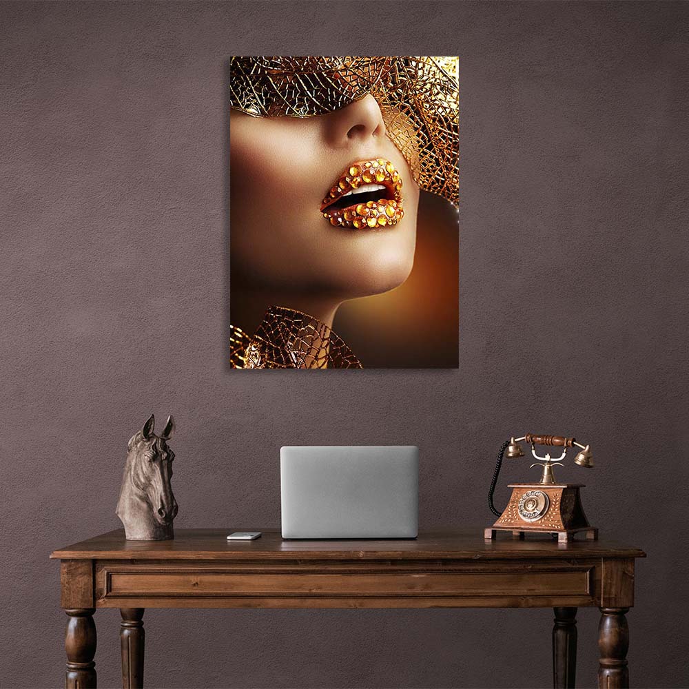 The girl with the golden leaves Canvas Wall Art Print