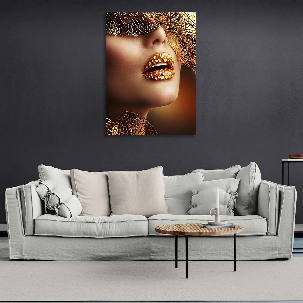 The girl with the golden leaves Canvas Wall Art Print