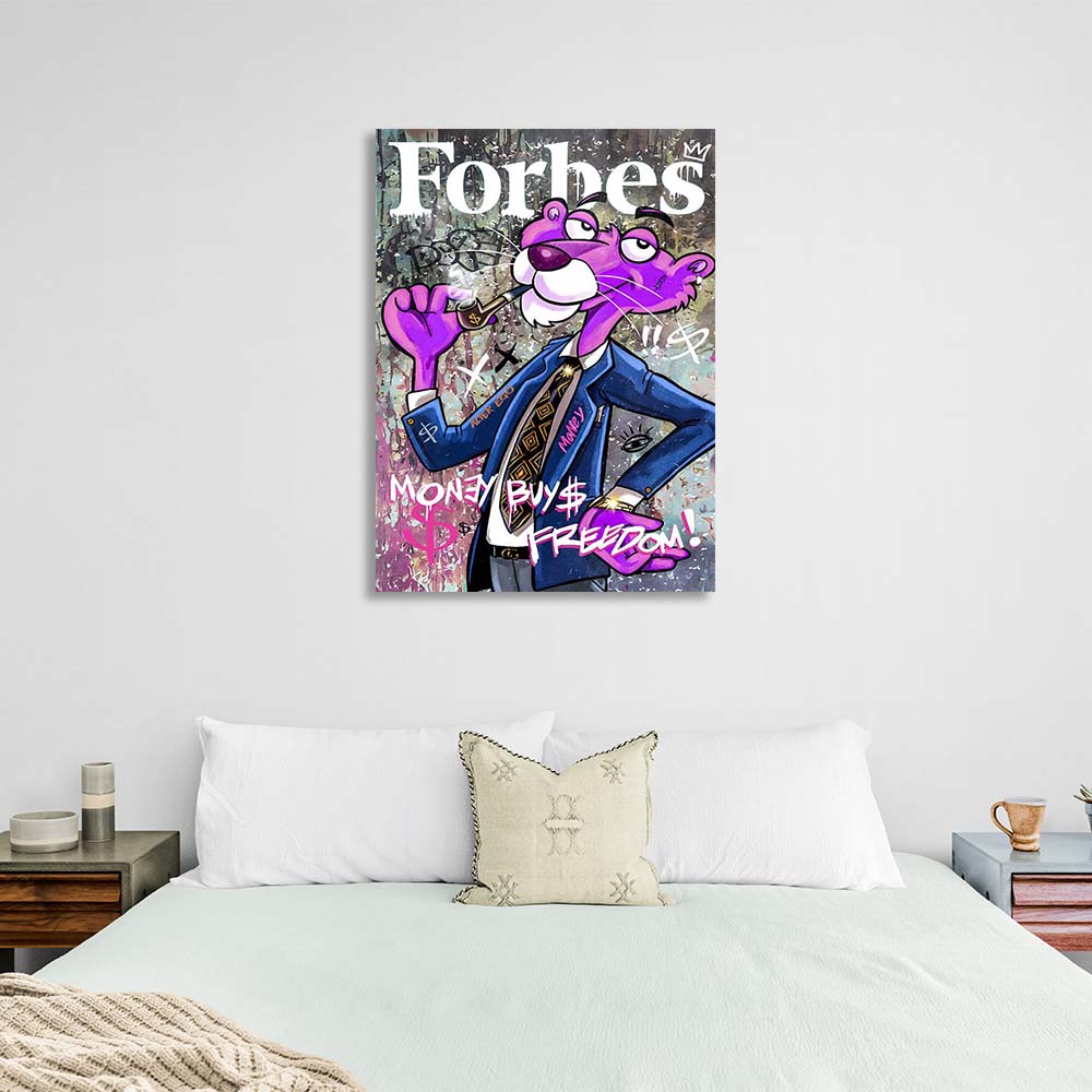 Pink Panther auf dem Cover des Forbes-Leinwand-Kunstdrucks