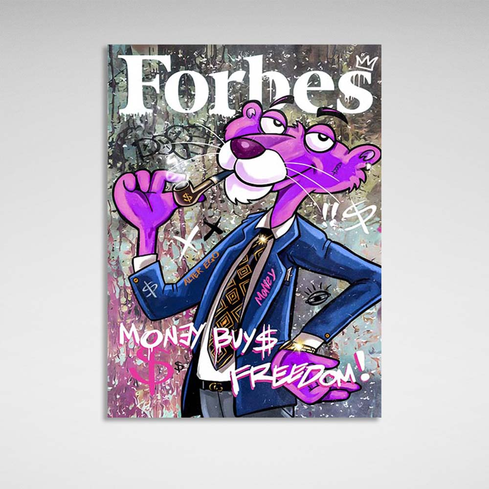 Pink Panther auf dem Cover des Forbes-Leinwand-Kunstdrucks