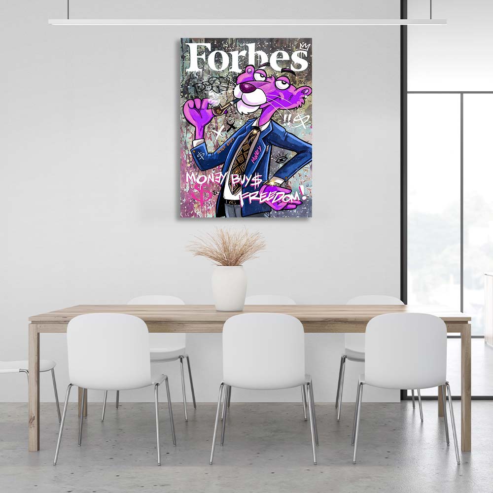 Pink Panther auf dem Cover des Forbes-Leinwand-Kunstdrucks