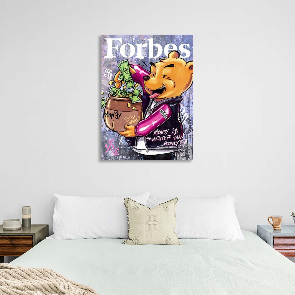 Winnie the Pooh auf dem Cover des Forbes-Leinwand-Kunstdrucks