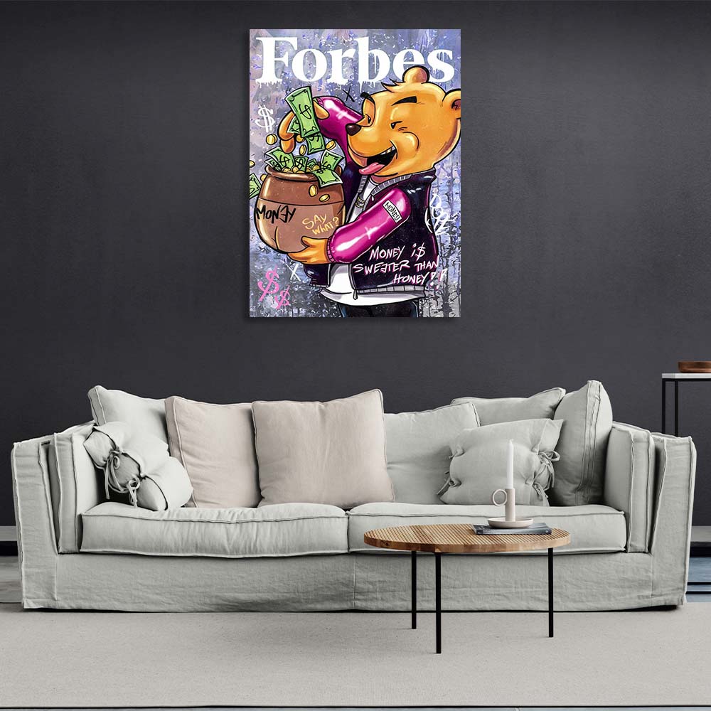 Winnie the Pooh auf dem Cover des Forbes-Leinwand-Kunstdrucks