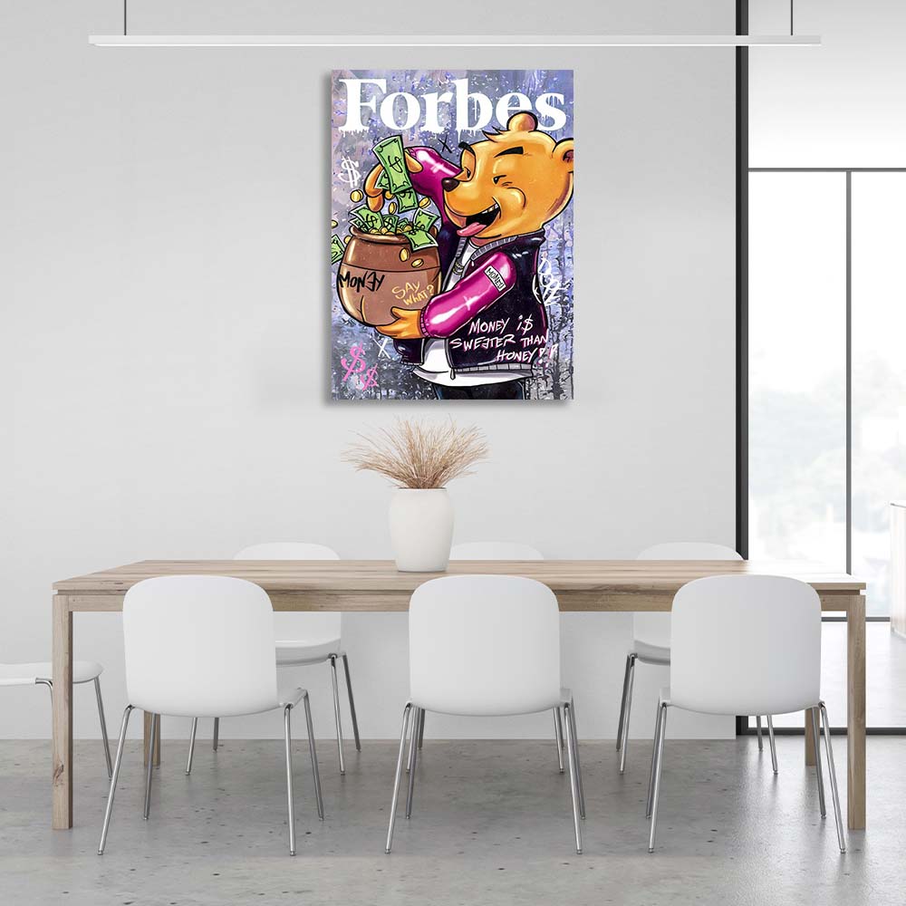 Winnie the Pooh auf dem Cover des Forbes-Leinwand-Kunstdrucks