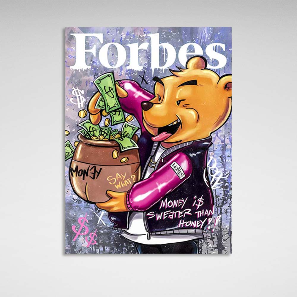 Winnie the Pooh auf dem Cover des Forbes-Leinwand-Kunstdrucks