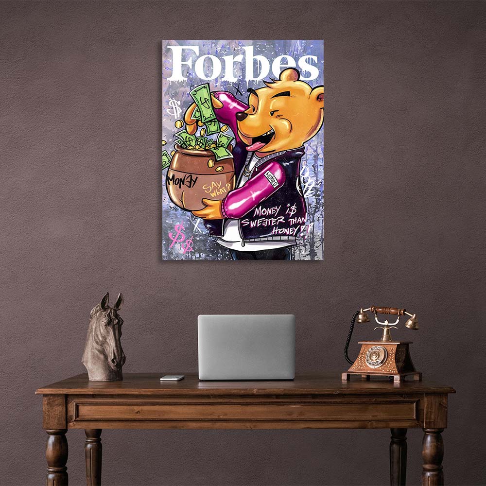 Winnie the Pooh auf dem Cover des Forbes-Leinwand-Kunstdrucks