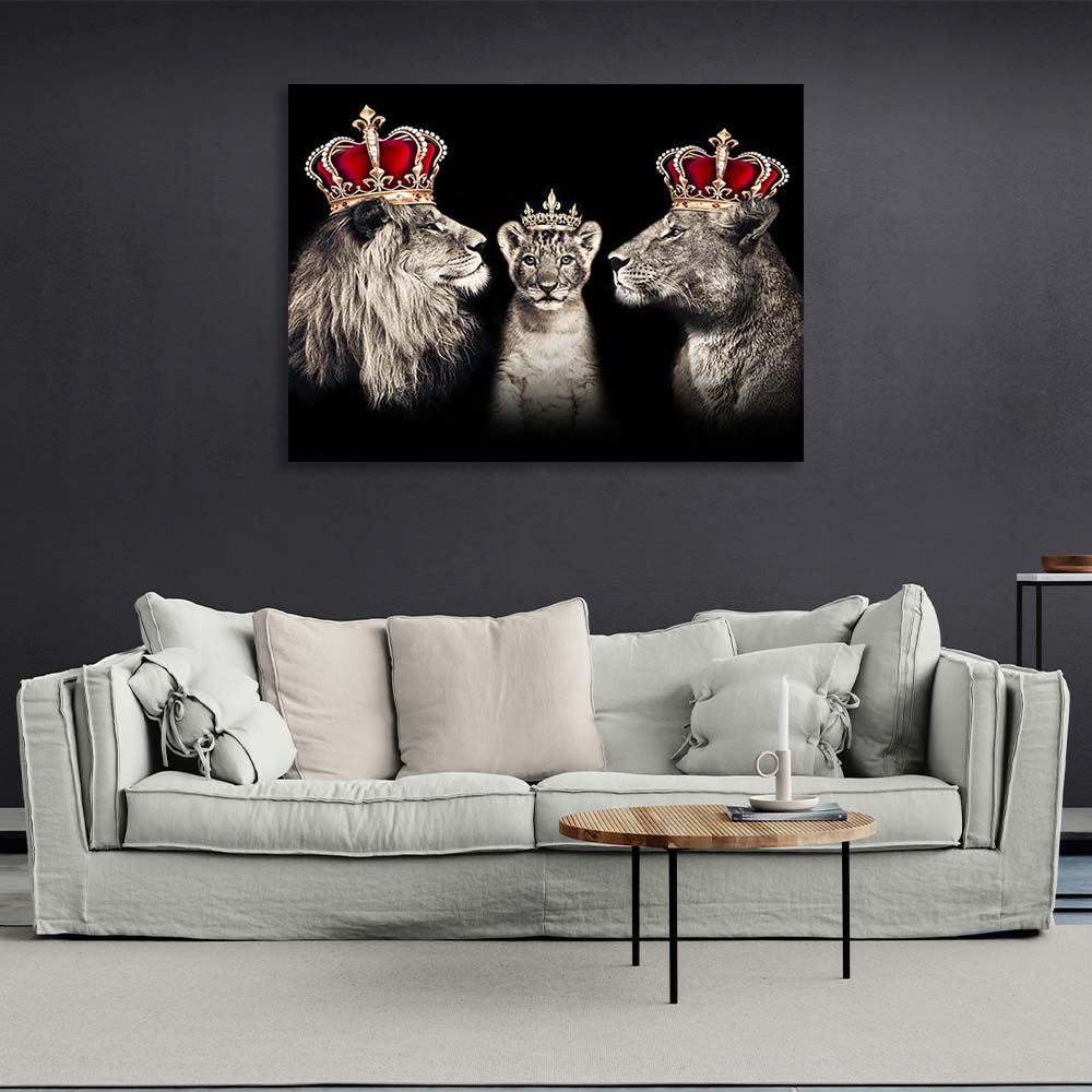 The royal family of lions Canvas Wall Art Print