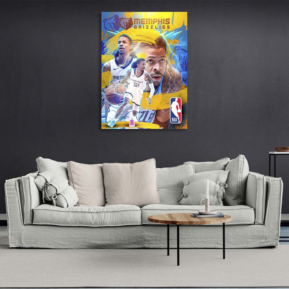 Memphis Grizzlies basketball player Ja Morant Canvas Wall Art Print