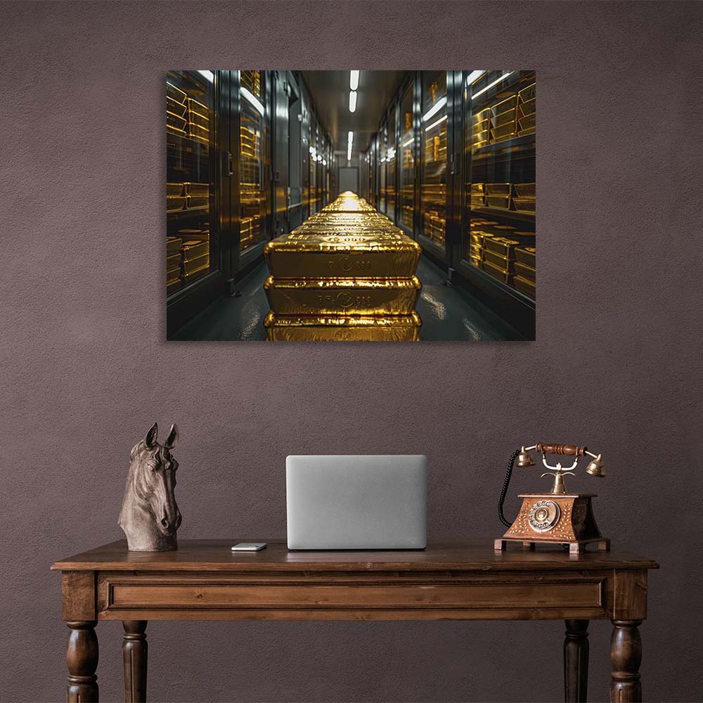 Gold bars in the vault Motivational Canvas Wall Art Print