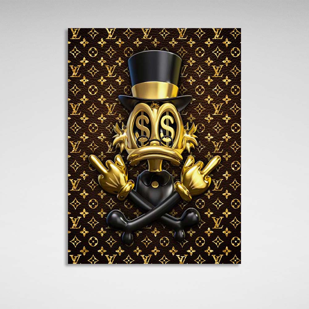 Scrooge ist golden im Hintergrund von Chanel Inspirational Canvas Wall Art Print