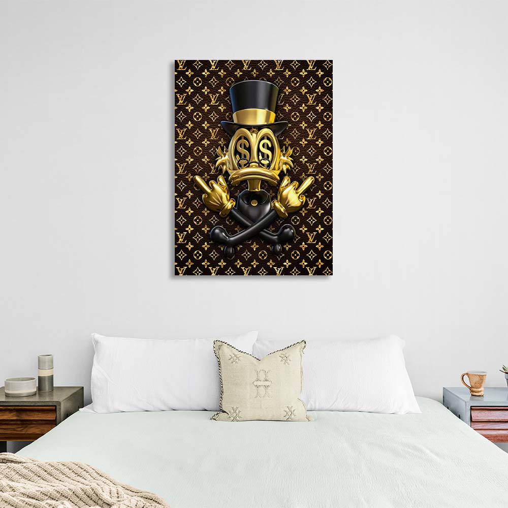 Scrooge ist golden im Hintergrund von Chanel Inspirational Canvas Wall Art Print