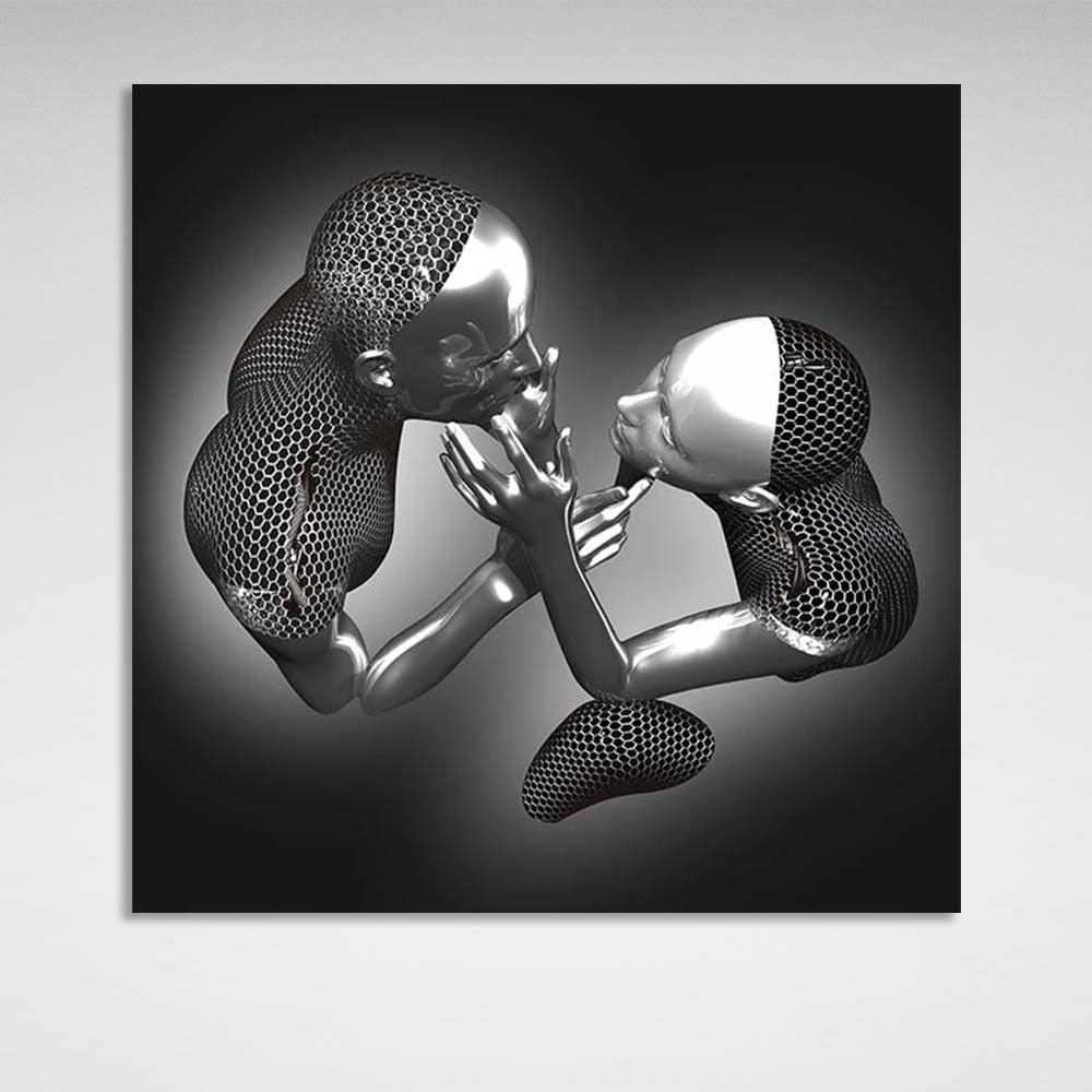 A couple of silver statues Canvas Wall Art Print For Bedroom