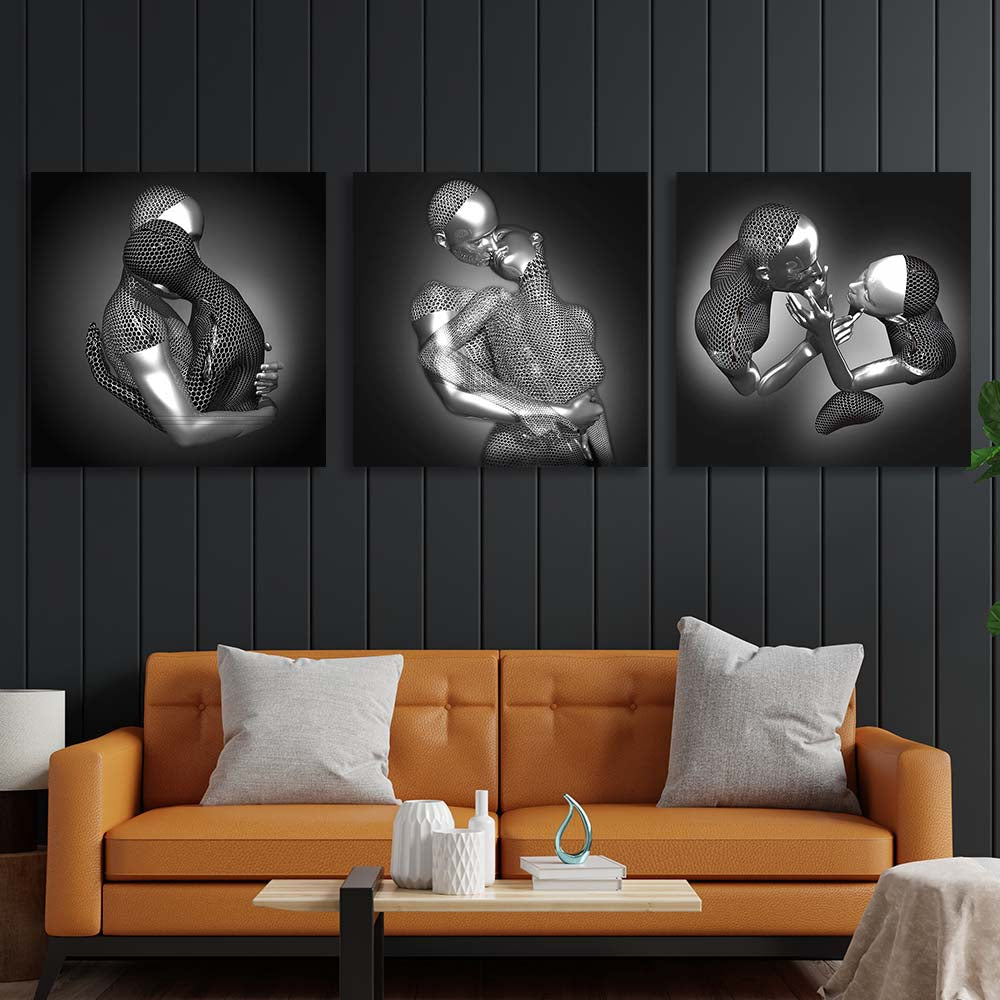 Silver Statues Multi Panel Canvas Wall Art Print