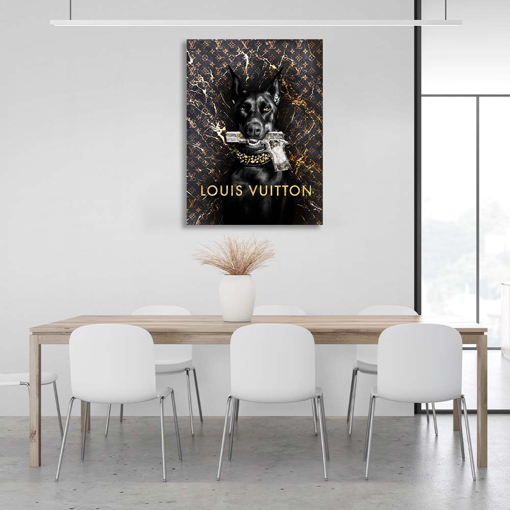 Dobermann Louis Vuitton Leinwand-Kunstdruck