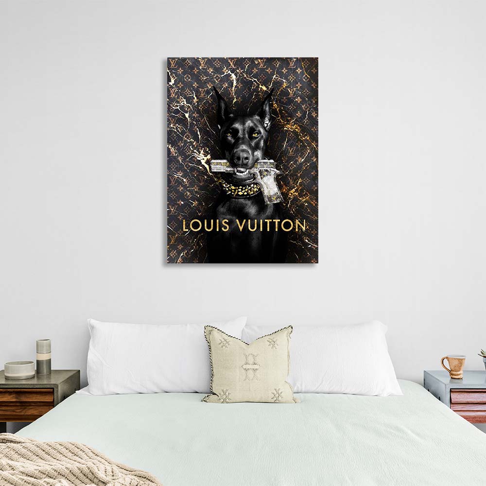 Dobermann Louis Vuitton Leinwand-Kunstdruck