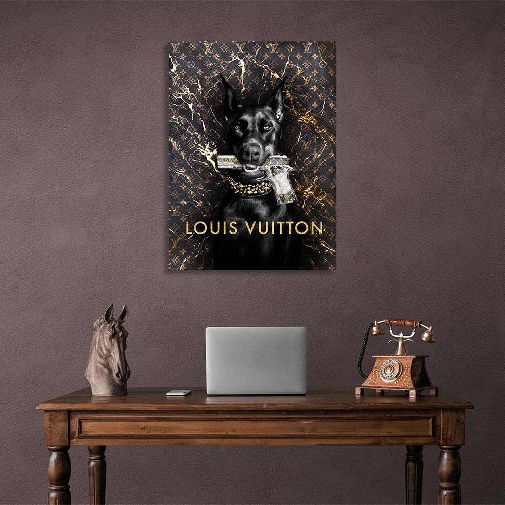 Dobermann Louis Vuitton Leinwand-Kunstdruck