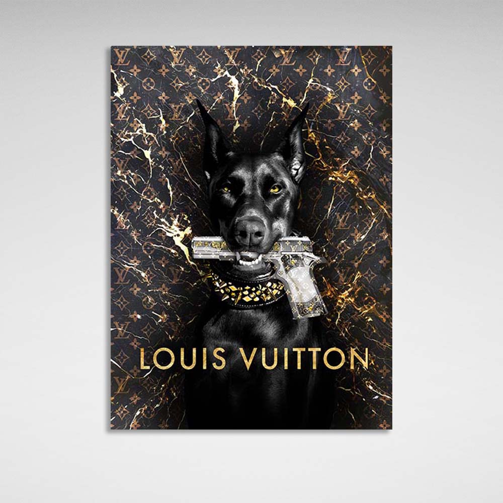 Dobermann Louis Vuitton Leinwand-Kunstdruck