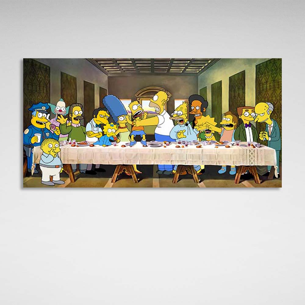 Die Simpsons. Das letzte Abendmahl. Kunstdruck auf Leinwand