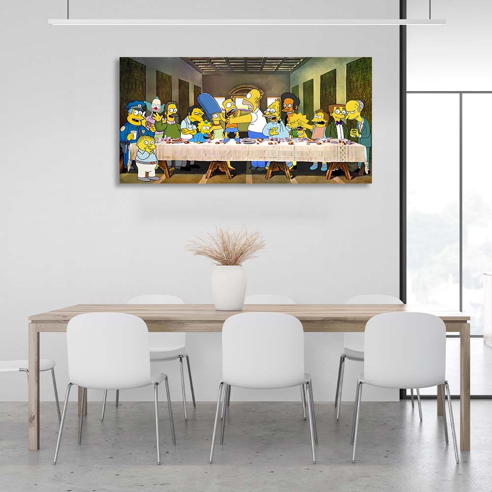 Die Simpsons. Das letzte Abendmahl. Kunstdruck auf Leinwand