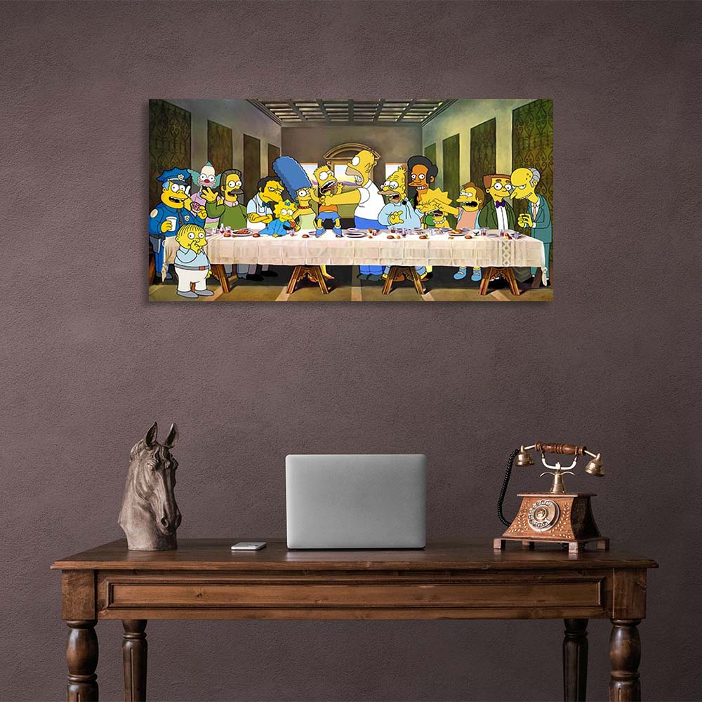 Die Simpsons. Das letzte Abendmahl. Kunstdruck auf Leinwand