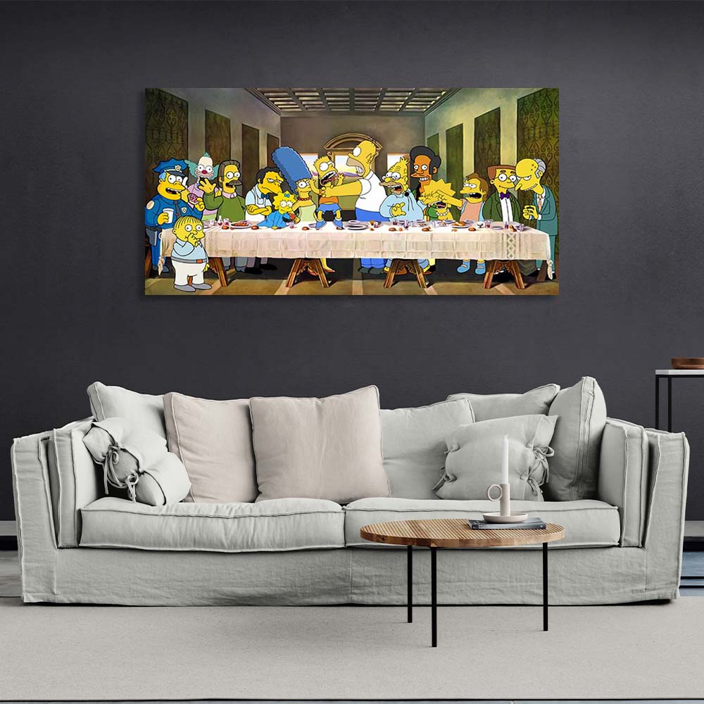 Die Simpsons. Das letzte Abendmahl. Kunstdruck auf Leinwand