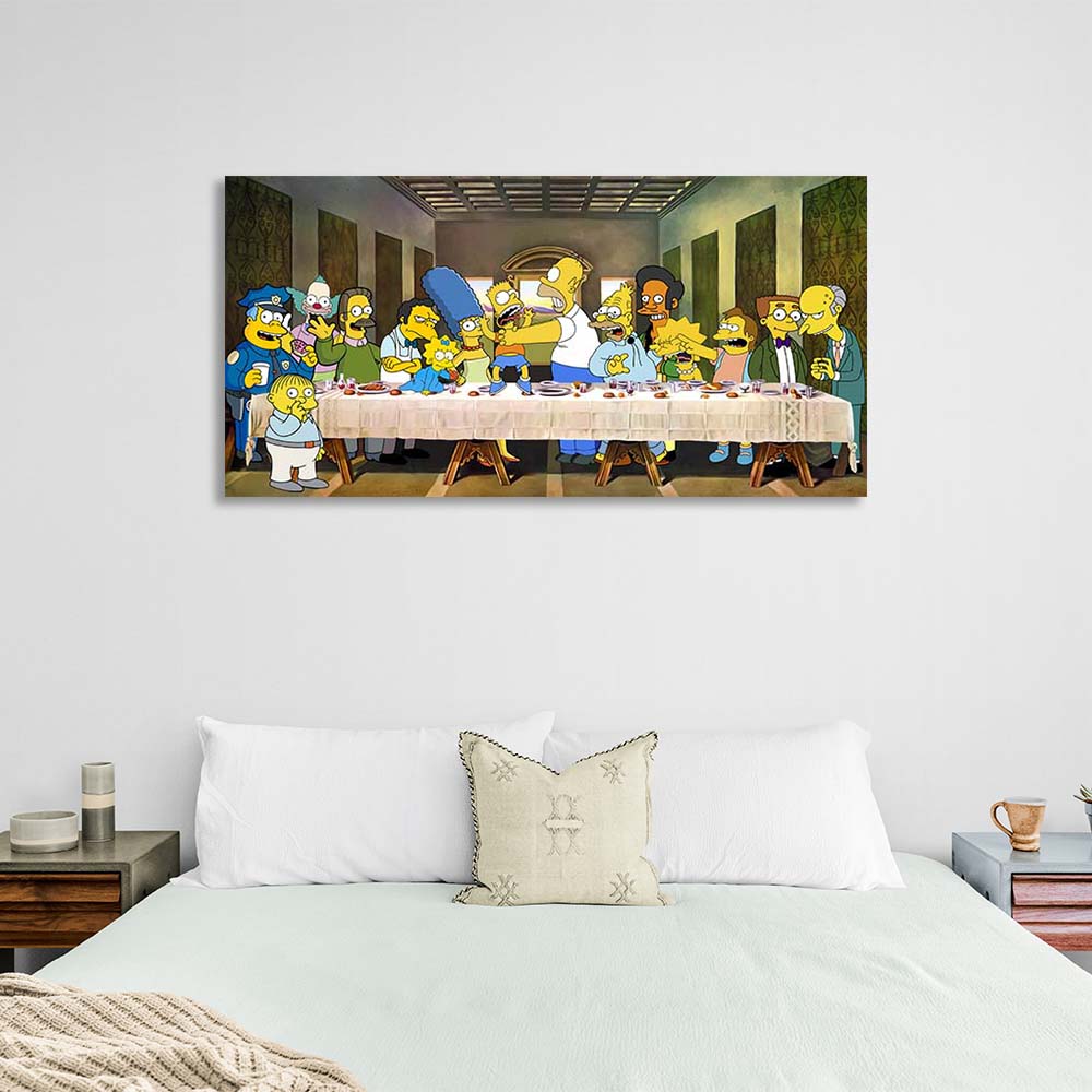 Die Simpsons. Das letzte Abendmahl. Kunstdruck auf Leinwand