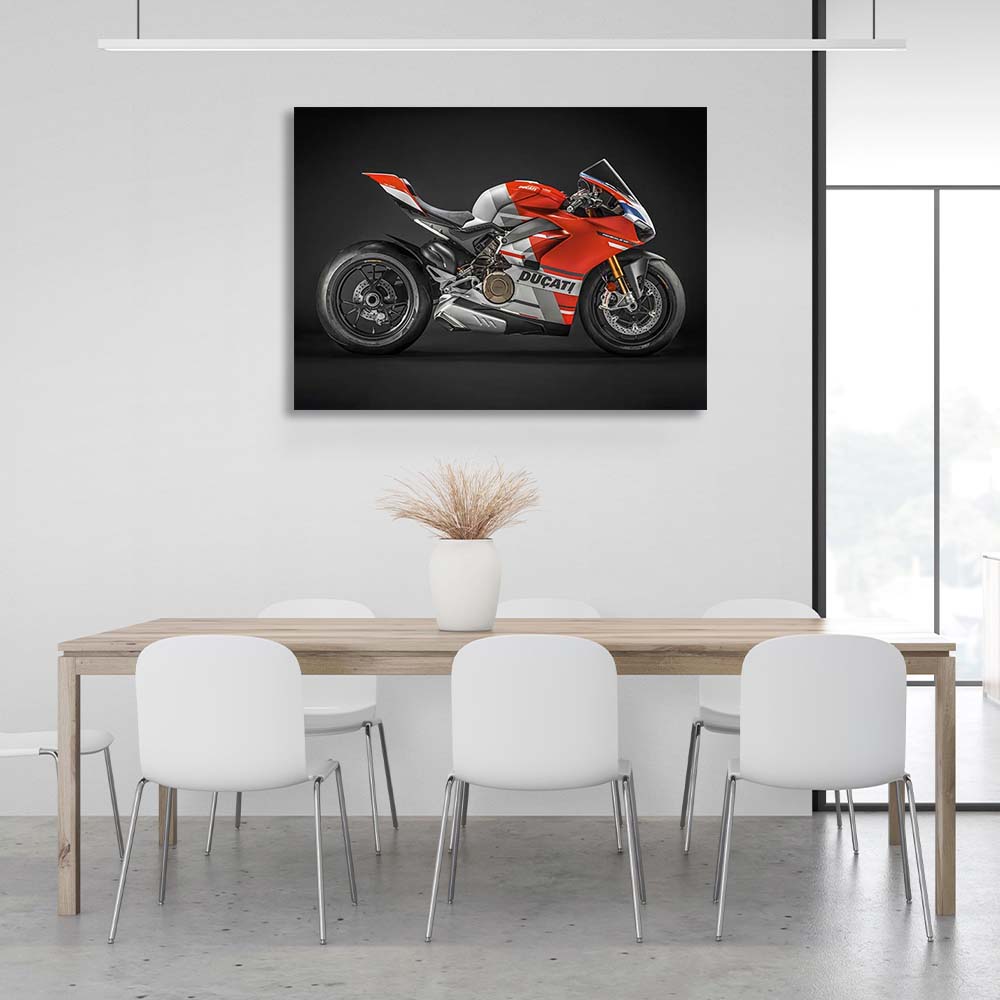 Kunstdruck auf Leinwand, Motiv: Motorrad Ducati Panigale V4