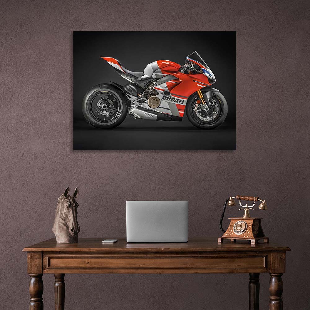 Kunstdruck auf Leinwand, Motiv: Motorrad Ducati Panigale V4