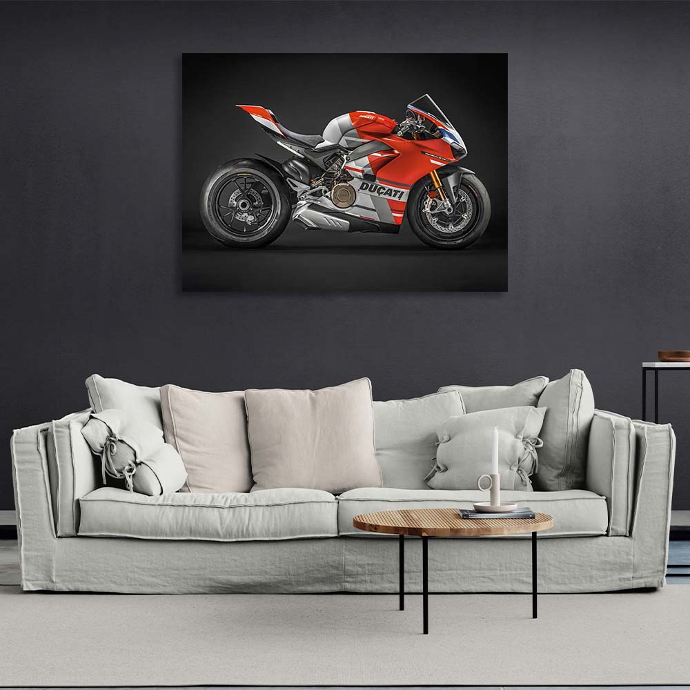 Kunstdruck auf Leinwand, Motiv: Motorrad Ducati Panigale V4