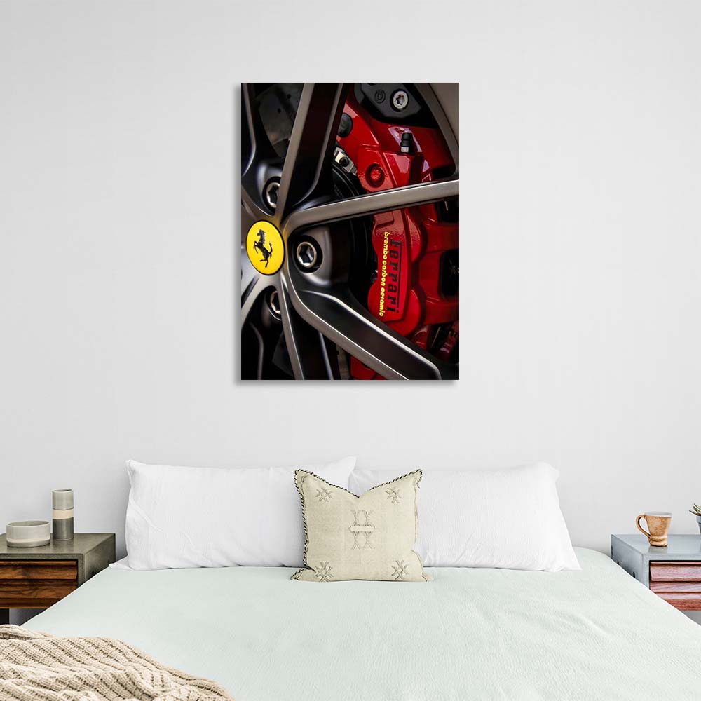 Kunstdruck auf Leinwand, Motiv: Ferrari-Radauto