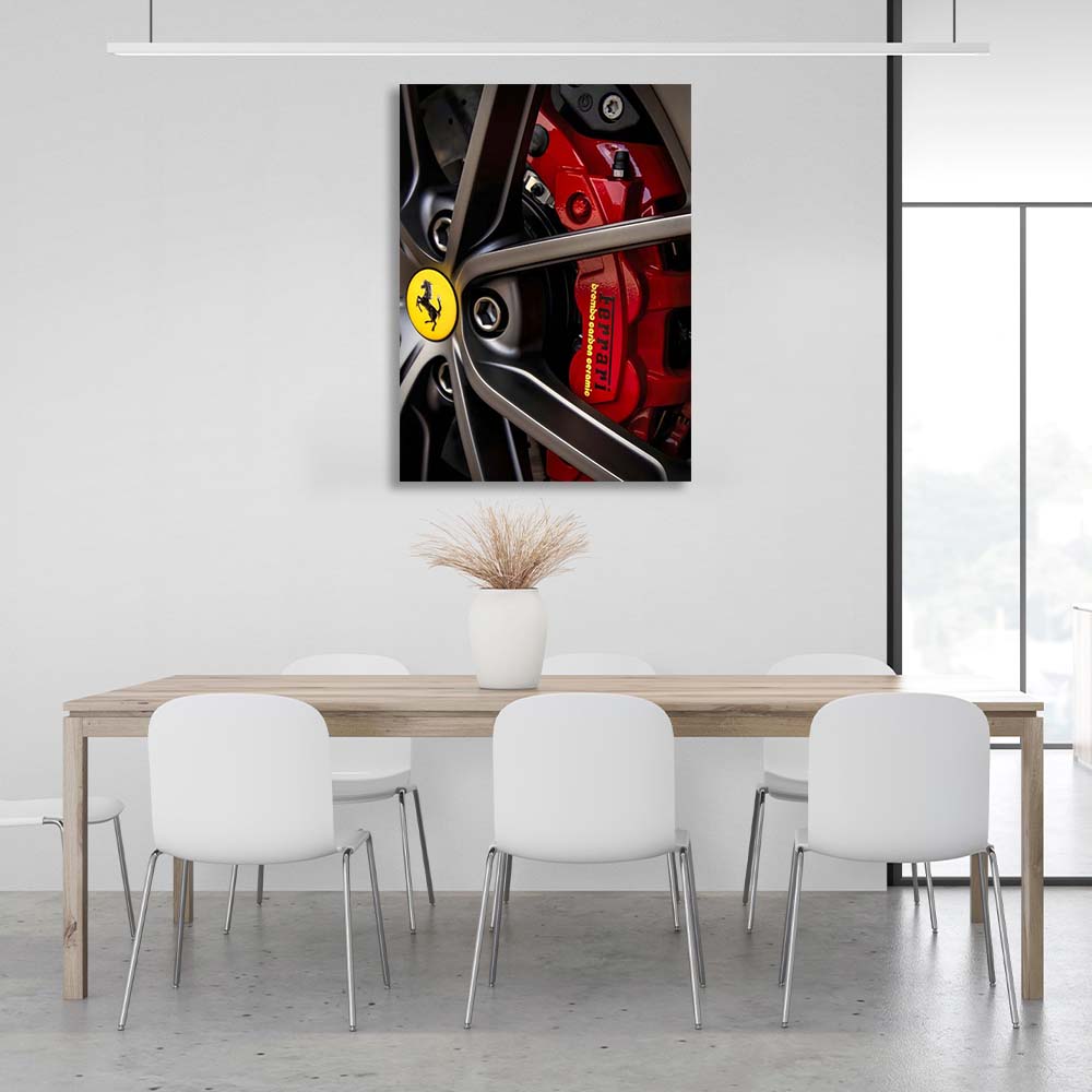 Kunstdruck auf Leinwand, Motiv: Ferrari-Radauto