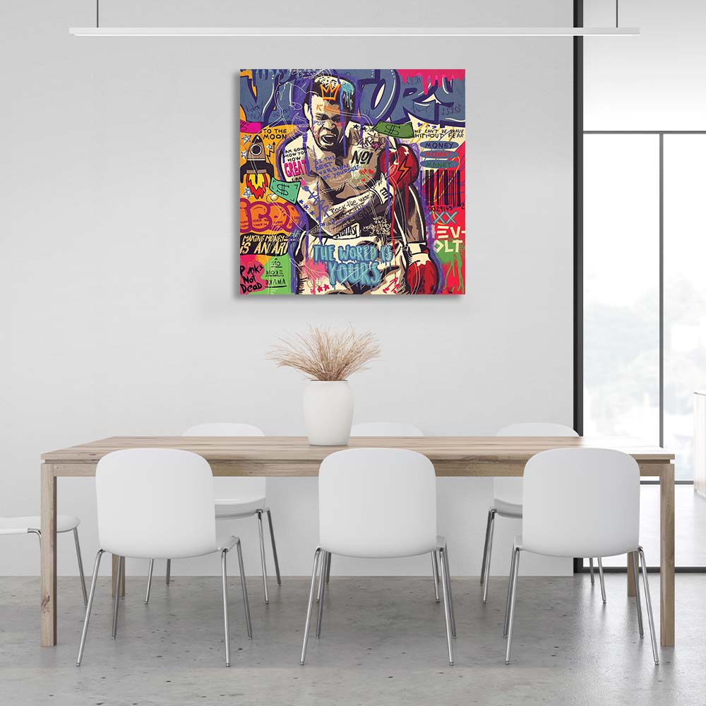 Pop-Art-Kunstdruck mit Mike Tyson-Motiv auf Leinwand