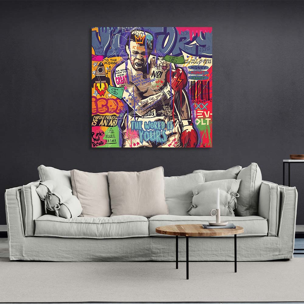 Pop-Art-Kunstdruck mit Mike Tyson-Motiv auf Leinwand