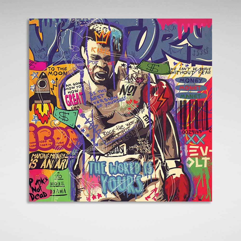 Pop-Art-Kunstdruck mit Mike Tyson-Motiv auf Leinwand