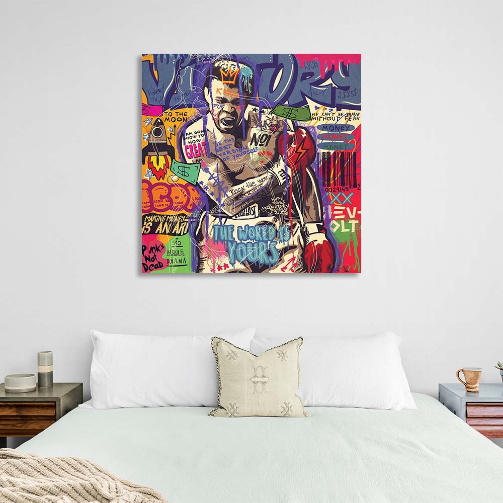 Pop-Art-Kunstdruck mit Mike Tyson-Motiv auf Leinwand