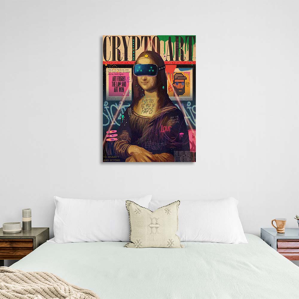 Pop-Art-Kunstdruck „Gioconda in VR-Brille“ auf Leinwand