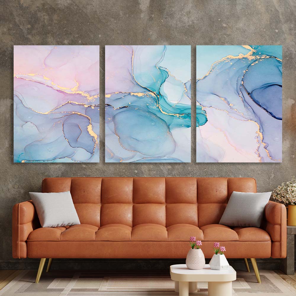 Abstraction in pink and blue colors Multi Panel Canvas Wall Art Print