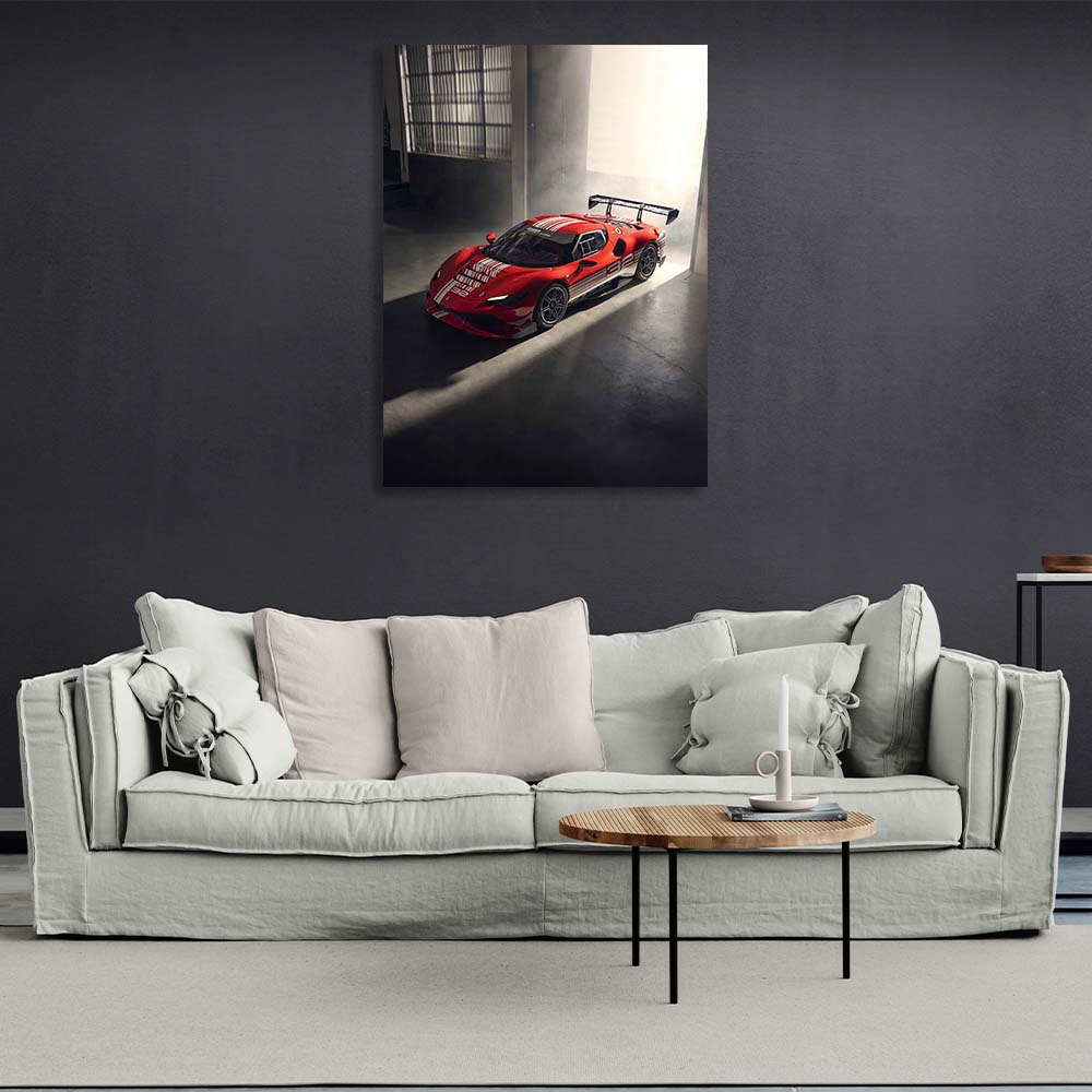 Ferrari 296 Challenge Kunstdruck auf Leinwand