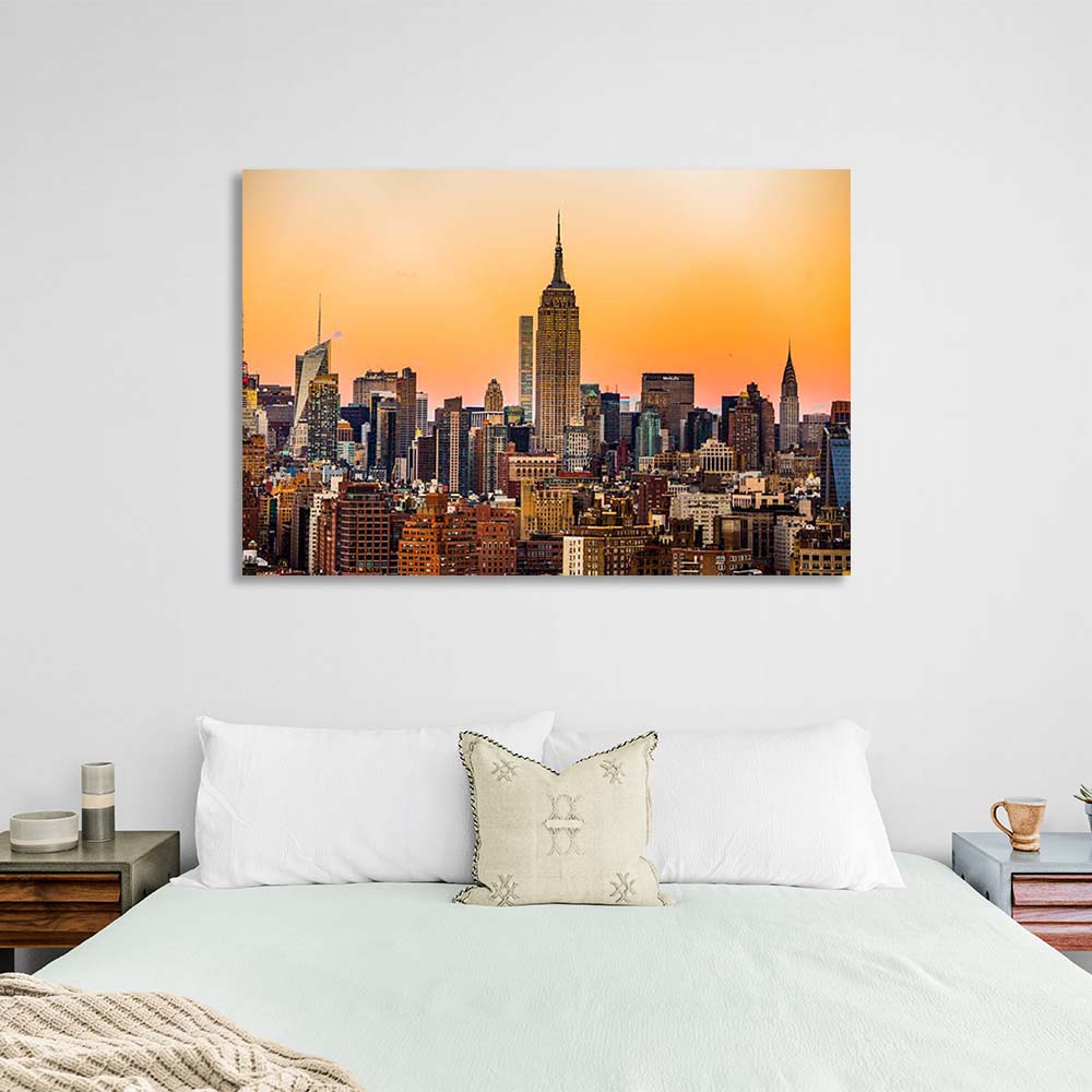 Goldener New York Kunstdruck auf Leinwand