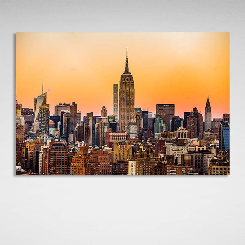 Goldener New York Kunstdruck auf Leinwand