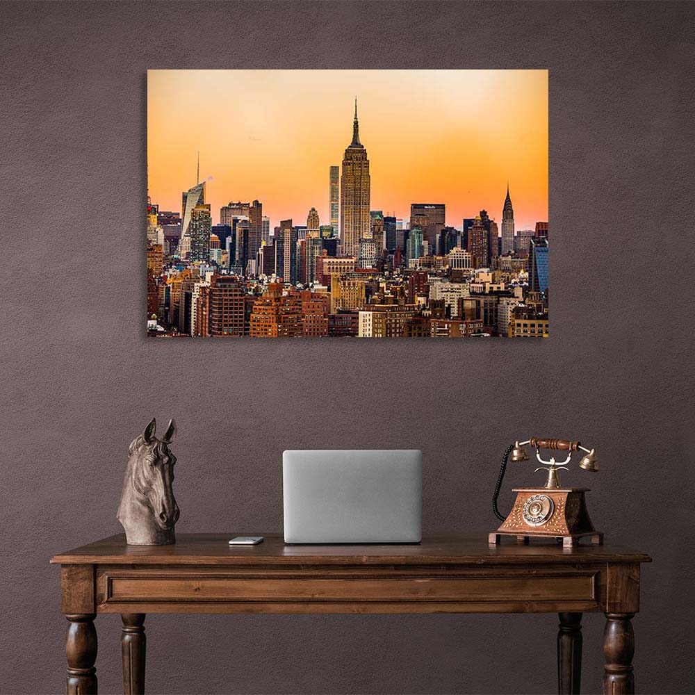 Goldener New York Kunstdruck auf Leinwand