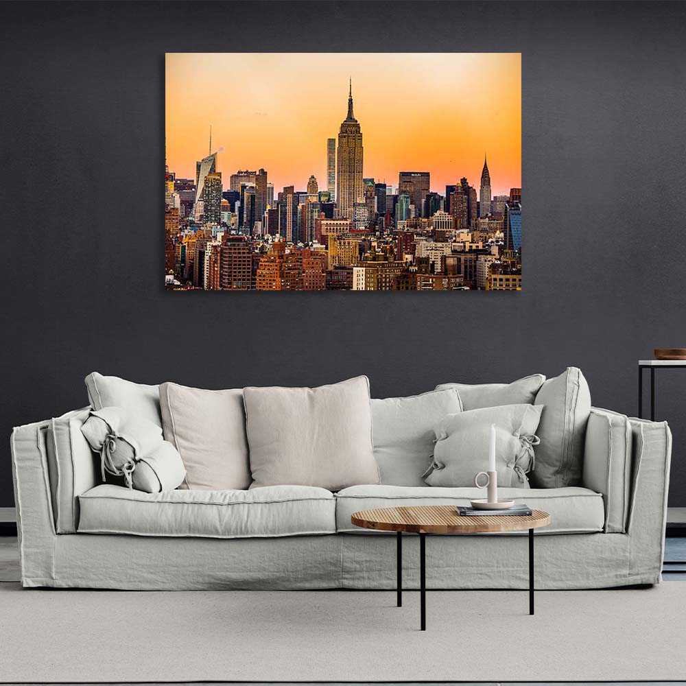 Goldener New York Kunstdruck auf Leinwand