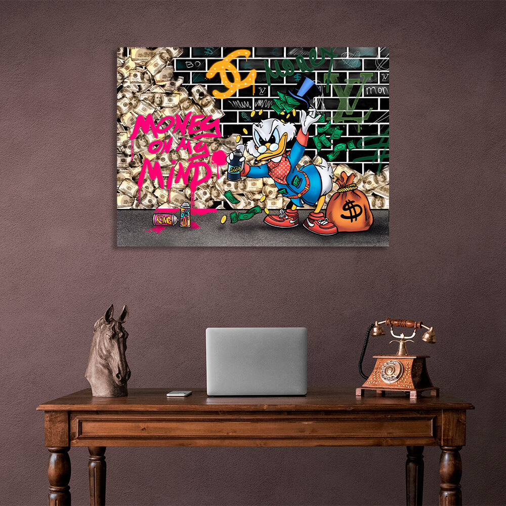 Scrooge money mind Inspirational  Canvas Wall Art Print